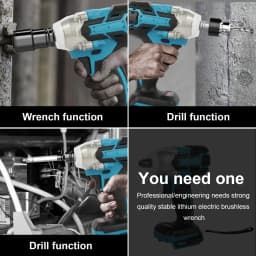520N.m Brushless Cordless Electric Wrench 1/2 inch Car Truck Repair Screwdriver Impact Drill Rechargable 388V Battery Power Tool