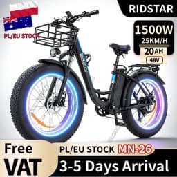 Ridstar MN26 Electric Bike Motor 48V 20AH Battery 26*4.0Inch Fat Tire Off-Road Adult Mountain Snowfield Electric Bicycle