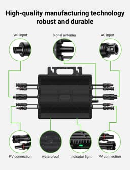 1600W Grid-Tie Micro invert with 4 MPPT inputts | 230V AC Output, WiFi Monitoring, IP67 for Solar Systems (280W-550W per Panel