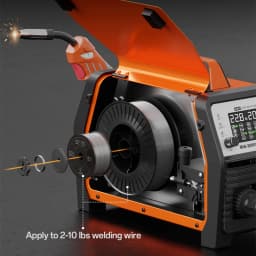 HITBOX MIG Welding Machine 220V 200 Amps 7 in 1 Stick ARC MMA Gasless/Gas MIG Lift TIG Spot Welder Support Spool Gun Single Pulse Aluminium Welder Large LED Digital Screen Inverter Welding Tool