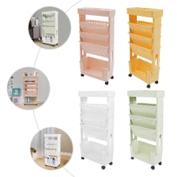 5-Tier Storage Rack with Wheels, Storage Rack, Bookcase