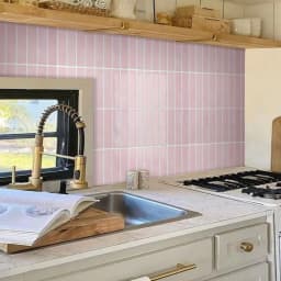 10 PCS Pink Tile Stickers, 30.5×30.5 cm, Vinyl Self-Adhesive, Easy to Install, Bedroom & Kitchen Wall Decor