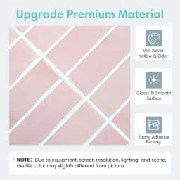 10 PCS Pink Tile Stickers, 30.5×30.5 cm, Vinyl Self-Adhesive, Easy to Install, Bedroom & Kitchen Wall Decor