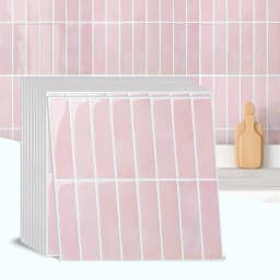 10 PCS Pink Tile Stickers, 30.5×30.5 cm, Vinyl Self-Adhesive, Easy to Install, Bedroom & Kitchen Wall Decor