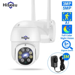 Hiseeu 4K 8MP Smart Wifi PTZ Camera 5x Digital Zoom AI Human Detection ONVIF Wireless CCTV IP Camera Iptv Security Protection