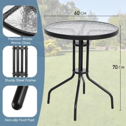 3 Pieces Patio Furniture Set Outdoor Stackable High-back Chairs and Glass Coffee Table for Lawn, Garden, Balcony, Poolside