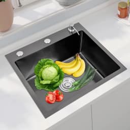 Black Stainless Steel Kitchen Sink Built-in Sink with Soap Dispenser Built-in Sink for Kitchens Bathrooms Laundry Rooms 50x45x20cm
