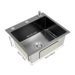 Black Stainless Steel Kitchen Sink Built-in Sink with Soap Dispenser Built-in Sink for Kitchens Bathrooms Laundry Rooms 50x45x20cm