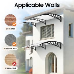 200cm PC, PP Canopy Front Door, Rectangle, Arc Polycarbonate Transparent Front Door for Installation Above Doorways, Windows