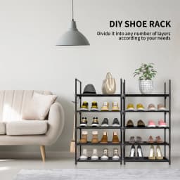 EFAN Shoe Rack, 10-Tier Metal Shoe Storage Organiser, Customisable Design, Metal Frame, Space-Saving Rack, for Room, Hallway