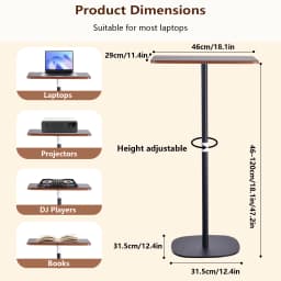 Standing Desk 18-47in Height Adjustabl Computer Laptop Floor Stand, Movable Workstation for Bed Sofa