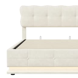 Rosahqnda Double Bed140x200 cm,LED Lighting Bed with Storage Space,Upholstered Bed,Hydraulic Storage Bed,Velvet,Without Mattress