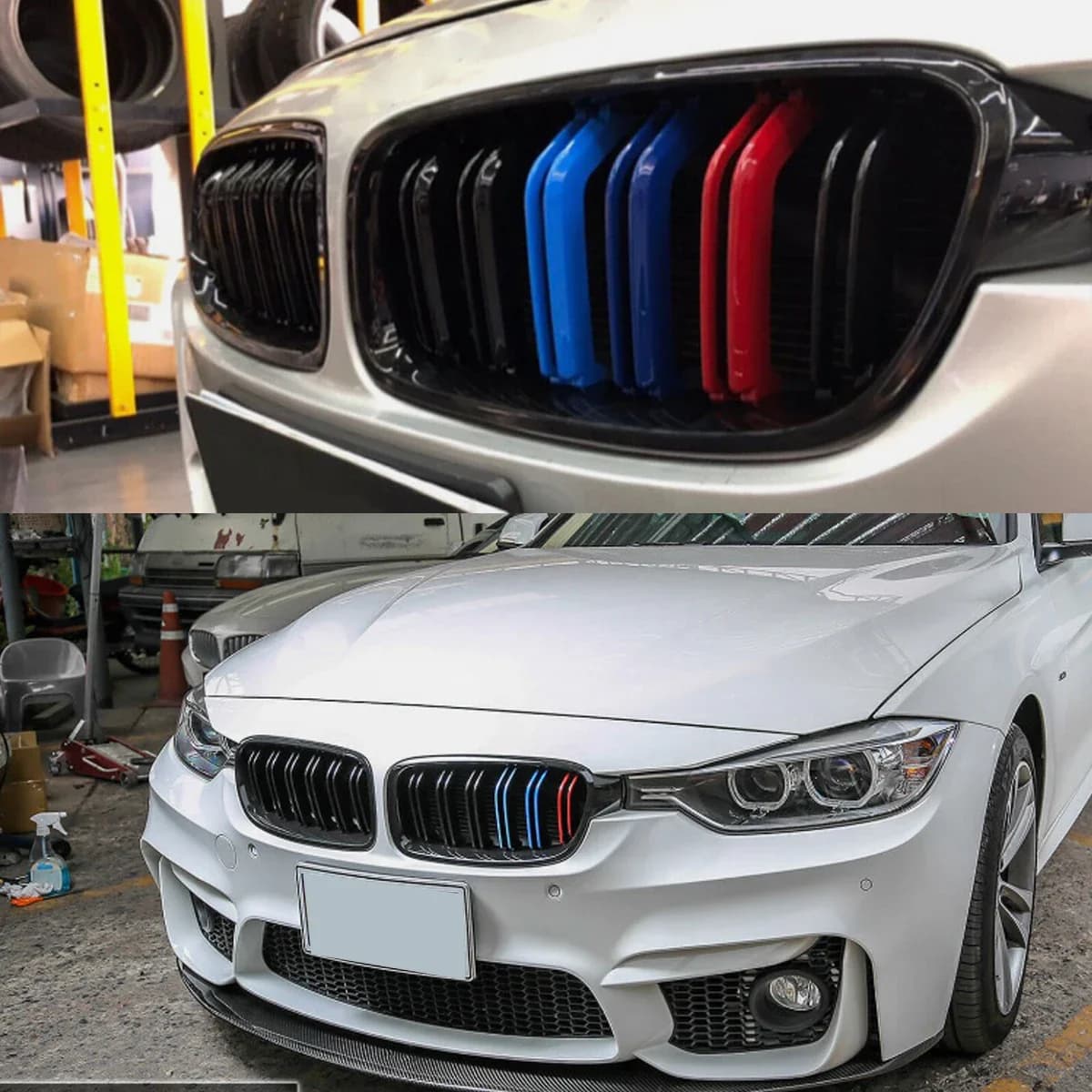 Gloss Black M-Color Kidney Grille Grill for BMW 2012-2018 F30 Sedan F31 Touring 3-Series 328i 335i Dual Line Grille Car Styling