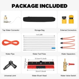 26 Feet Reach Solar Panel Cleaning Brush & Pole Water Fed Pole Kit,Suitable for Windows ,Solar Photovoltaic Panel Cleaning