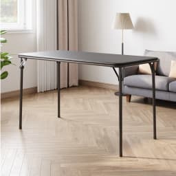 Portable Folding Card Rectangle Table with Sturdy Metal Frame, PU Leather Upholstered Tabletop for Dining Room Outdoor Camping