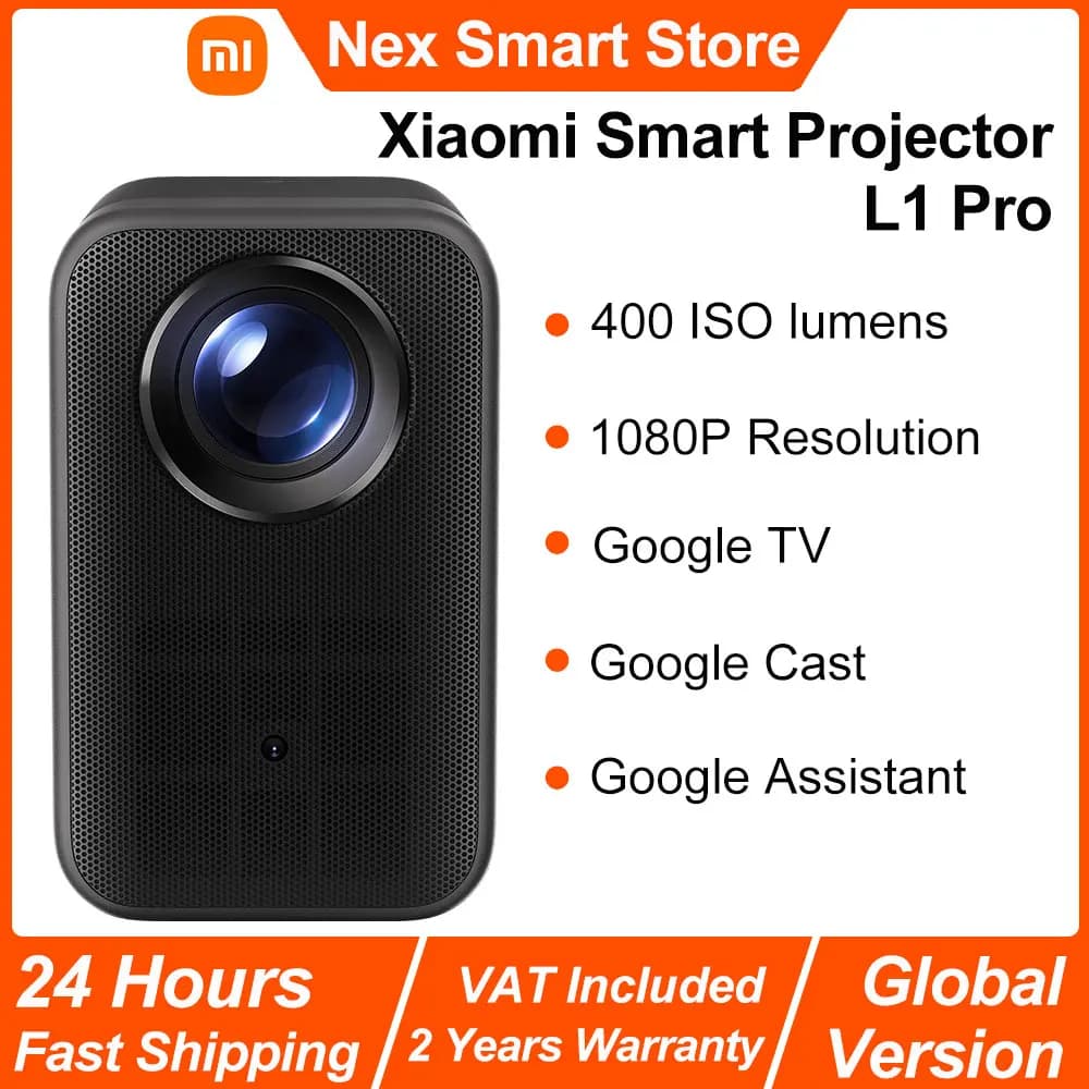 Xiaomi Smart Projector L1 Pro,Google TV 400 ISO Lumens,1080p Physical Resolution,Auto Focus&Auto Keystone Correction,Dolby Audio