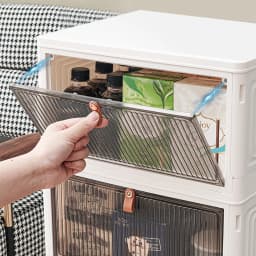 3 Tier Storage Box with Lid, 20L*3 Plastic Boxes Storage, Foldable Storage Containers Storage Boxes with Doors and Wheels