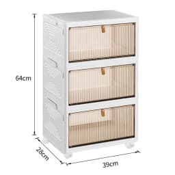 3 Tier Storage Box with Lid, 20L*3 Plastic Boxes Storage, Foldable Storage Containers Storage Boxes with Doors and Wheels