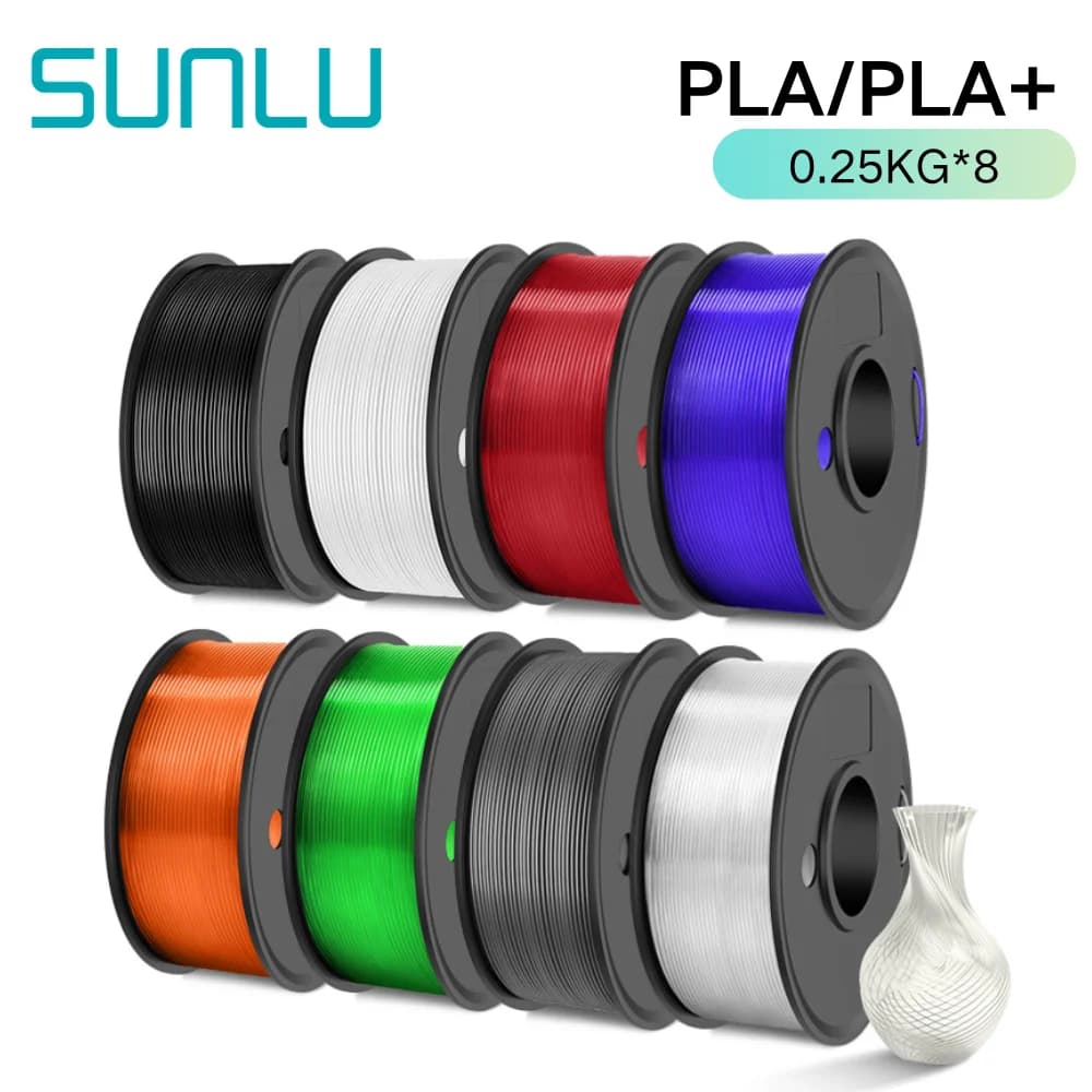 SUNLU PLA / PLA Plus 2KG 8 Rolls 0.25kg/Roll  3D Printer Fialment 8 Colors 100% Filament Lines Up Neatly For 3D Printing