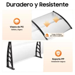 Translucent Door Canopy 90x200cm Front Door Canopy Outdoor Awning Porch Canopy for Balconies Windows Patios Garages