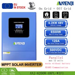 6.2KW 48V Hybrid Solar Inverter Parallel Photovoltaic On Grid MPPT Inverter Pure Sine 220V 120A Solar Charger with Wifi PV 500V