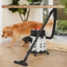 Wet Dry Vacuum Cleaner with 5 Gallon Steel Stainless Canister Tank, Construction Vacuum Cleaner 1800W for Carpet Curtains