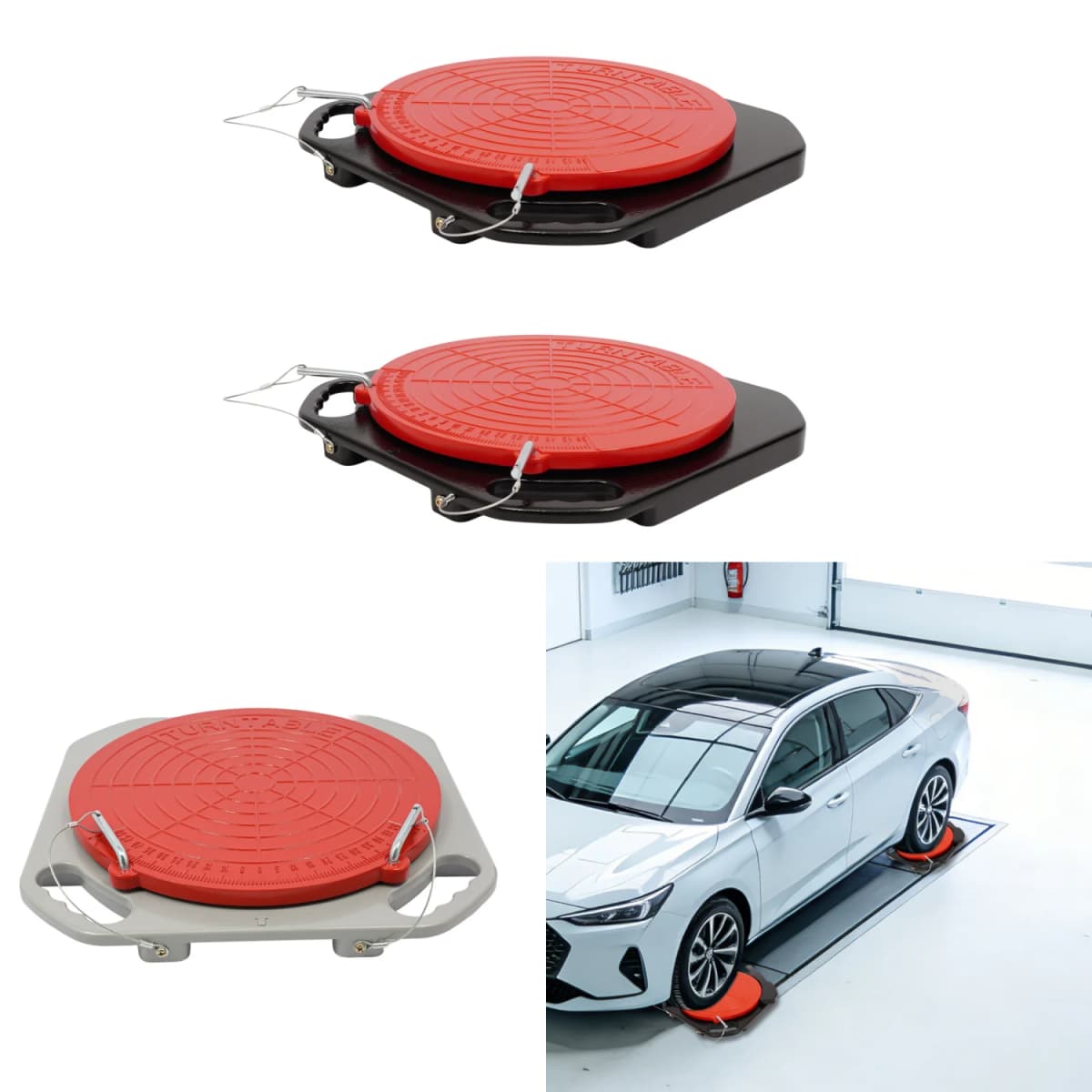 2PCS 360° Rotating Wheel Alignment Turn Plates, Die-Cast Magnesium Alloy Auto Alignment Tool, Over 2 Ton Load Capacity Turntable with Scale 0-50°, Equipped with Transition Blocks & Thrust Pads for Sedan SUV Light Truck Repair Shop