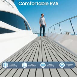 94''x 35'' EVA Foam Teak Flooring Mat Anti-Slip Marine Boat Yacht Decking Sheet Striped Carpet Self-Adhesive Faux Teak Floor Mat