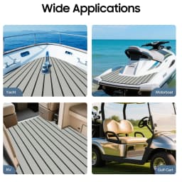 94''x 35'' EVA Foam Teak Flooring Mat Anti-Slip Marine Boat Yacht Decking Sheet Striped Carpet Self-Adhesive Faux Teak Floor Mat