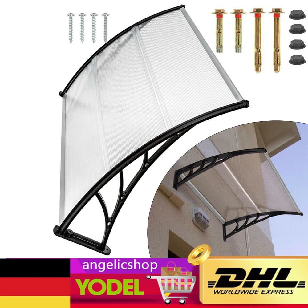 Front Door Canopy, Polycarbonate and PP Construction, Rain and Sun Protection, Transparent Balconies Entrance Canopy