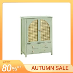 SoBuy FSB72-GR shoe wardrobe kitchen wardrobe sideboard with grid look doors wardrobe buffet storage s wardrobe dresser Green