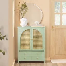 SoBuy FSB72-GR shoe wardrobe kitchen wardrobe sideboard with grid look doors wardrobe buffet storage s wardrobe dresser Green