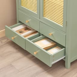 SoBuy FSB72-GR shoe wardrobe kitchen wardrobe sideboard with grid look doors wardrobe buffet storage s wardrobe dresser Green