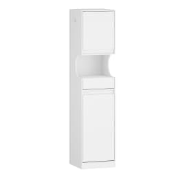 Bathroom Cabinet with Laundry Basket, Tall Bathroom Cabinet, Laundry Bag, with Foldable Laundry Basket, Door and Drawer
