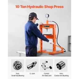 SucceBuy Hydraulic Shop Press 10T H-Frame Shop Press with Press Plate&H-shaped Base Adjustable Hydraulic Press Fit for Bending