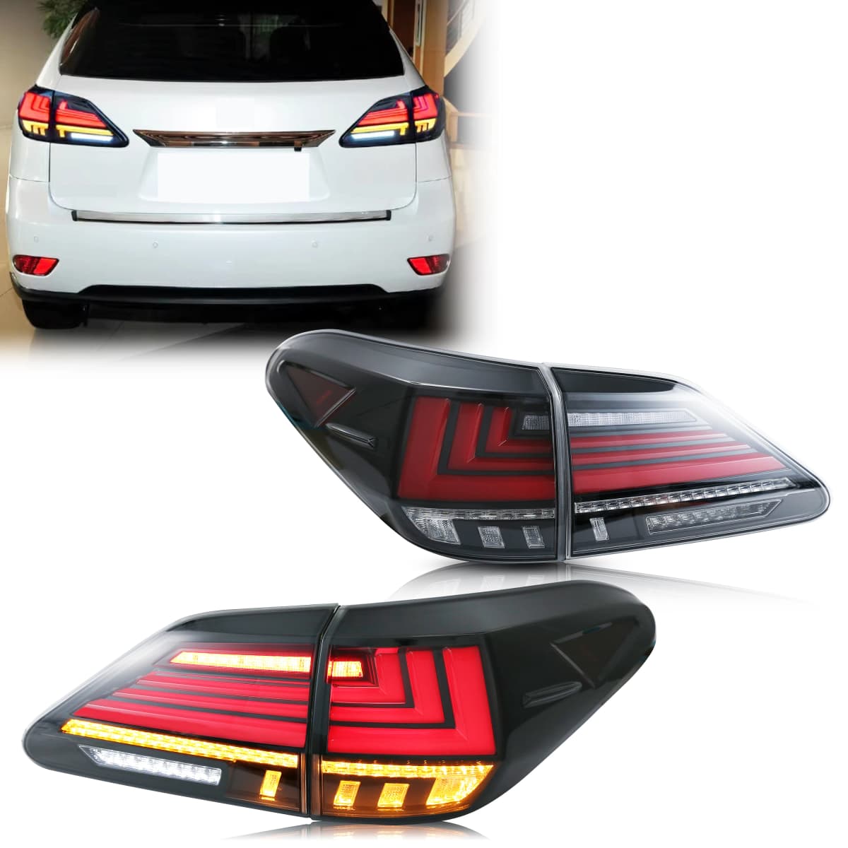 LED Tail Lights for Lexus RX350 RX450h RX 2010-2015 Clear Rear Lamps Sequential Turn Signal Start-up Animation Assembly