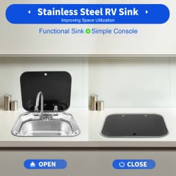 RV Sink Caravan Sink, Camper Basin Bowl, Hand Wash Basin, with Stainless Steel Faucet Rectangular 41*36.5*16cm for RVs