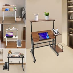 Modern Multi Functional Foldable Desk Floor Standing Computer Desk Adjustable Computer Table
