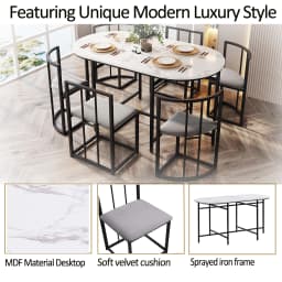 Rosahqnda six-chair dining table set, dining room table and chair set, modern dining table combination