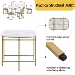 Rosahqnda six-chair dining table set, dining room table and chair set, modern dining table combination
