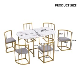 Rosahqnda six-chair dining table set, dining room table and chair set, modern dining table combination