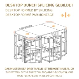 Rosahqnda six-chair dining table set, dining room table and chair set, modern dining table combination