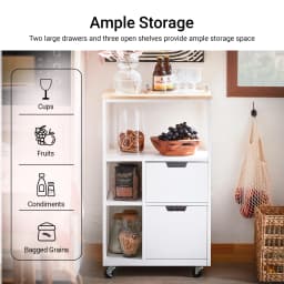 SoBuy FKW111 kitchen trolley with 2 drawers and 3 shelves, serving trolley, rolling cart, tea trolley, bar trolley, kitchen shelf with wheels