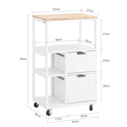 SoBuy FKW111 kitchen trolley with 2 drawers and 3 shelves, serving trolley, rolling cart, tea trolley, bar trolley, kitchen shelf with wheels