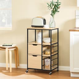 SoBuy FKW111 kitchen trolley with 2 drawers and 3 shelves, serving trolley, rolling cart, tea trolley, bar trolley, kitchen shelf with wheels