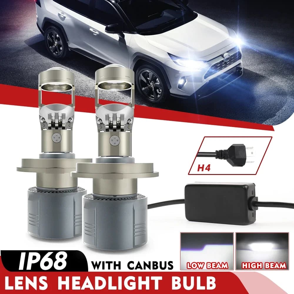 Braveway Car Light Mini Projetor Led 40000lm H4 Led Lens Mini Projector Auto 6000k High Low Beam for Car Offroad SUV 12V IP68