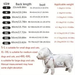 Transparent Waterproof Dog Raincoat for Small and Medium-Sized Dogs, Teddy and Bichon Frise Dog for Rainy Days Walking