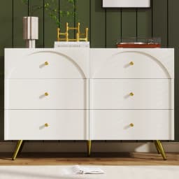 85×120×40cm Drawer Chest of Drawers Chest of Drawers with 6 Drawers, White Sideboard Highboard for Bedrooms & All Living Rooms