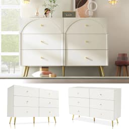 85×120×40cm Drawer Chest of Drawers Chest of Drawers with 6 Drawers, White Sideboard Highboard for Bedrooms & All Living Rooms