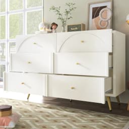85×120×40cm Drawer Chest of Drawers Chest of Drawers with 6 Drawers, White Sideboard Highboard for Bedrooms & All Living Rooms